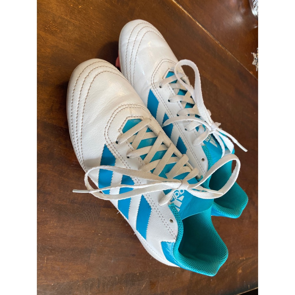 Adidas Goletto VI FG Soccer Cleats White Blue Coral BY2774 Mens 7.5 Womens 8.5